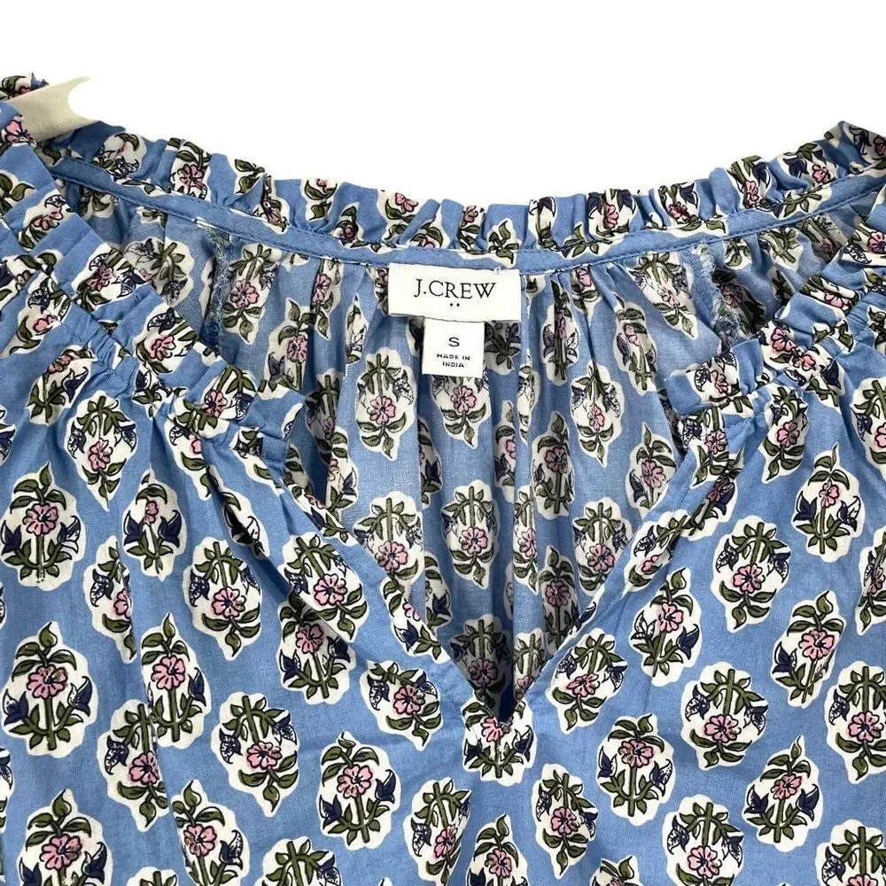J. Crew floral Cotton artist top blouse‎ Sz S Quiet Harbor Bright Pep